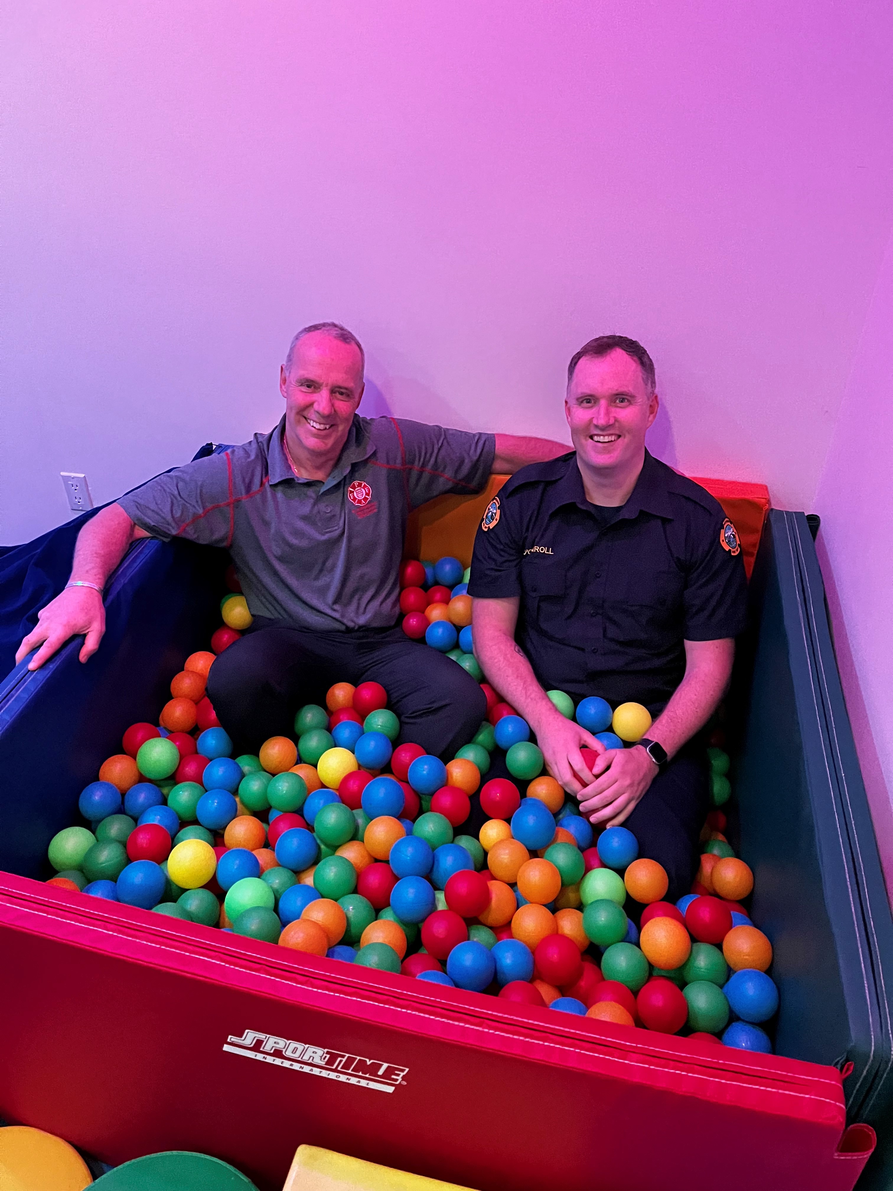 Whitehorse Firefighters in CDC ball pit