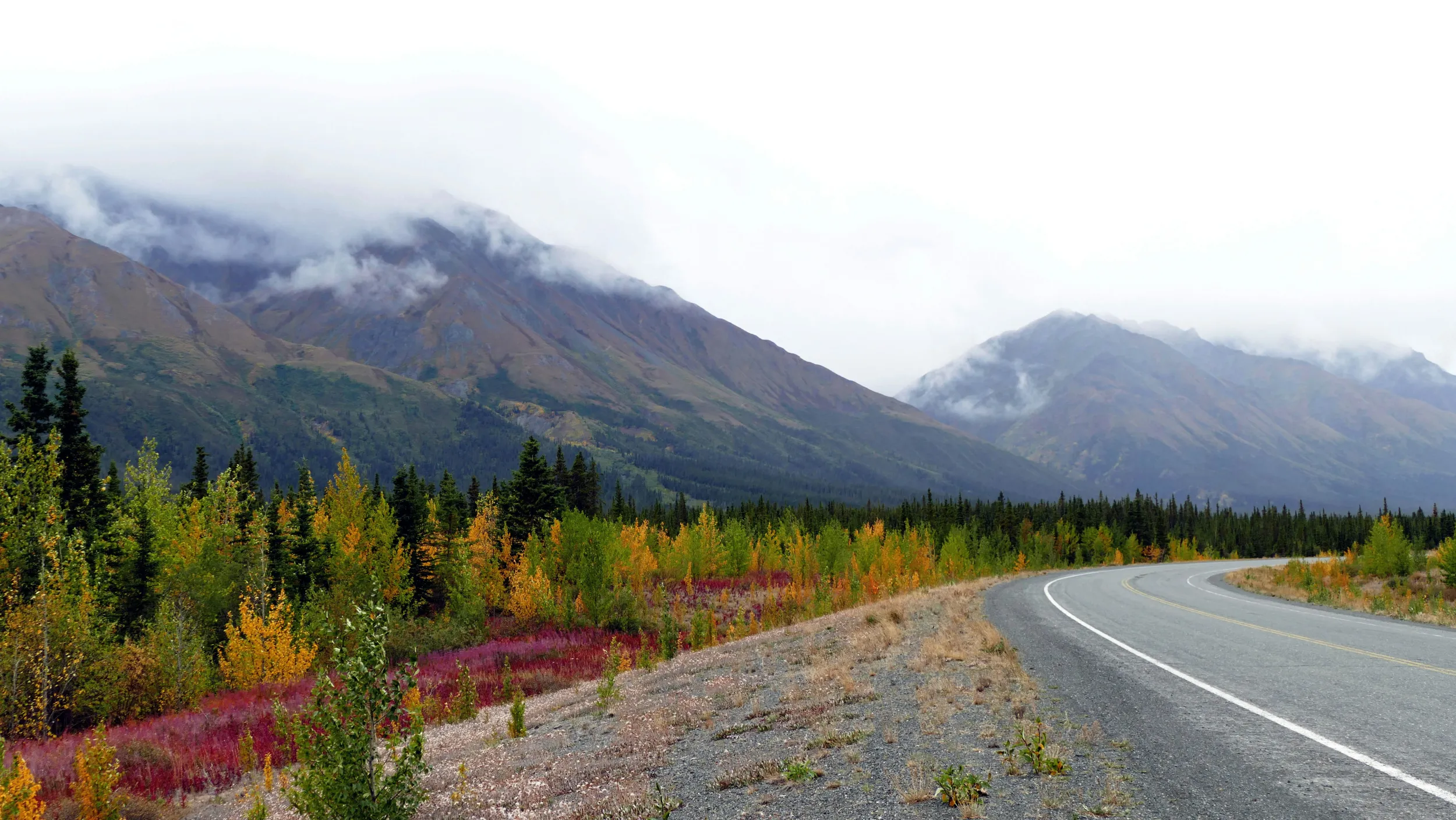 Photo of Yukon highway in the fall.